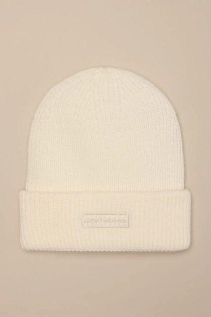SOLID KNIT BEANIE, OPEN WHITE/NATURAL