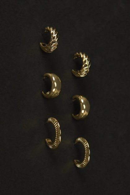 Hoop Earrings Pack, GOLD