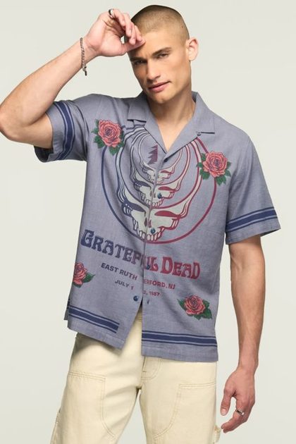 SHORT SLEEVE GRATEFUL DEAD PRINTED SHIRT, BLUE BLUSH