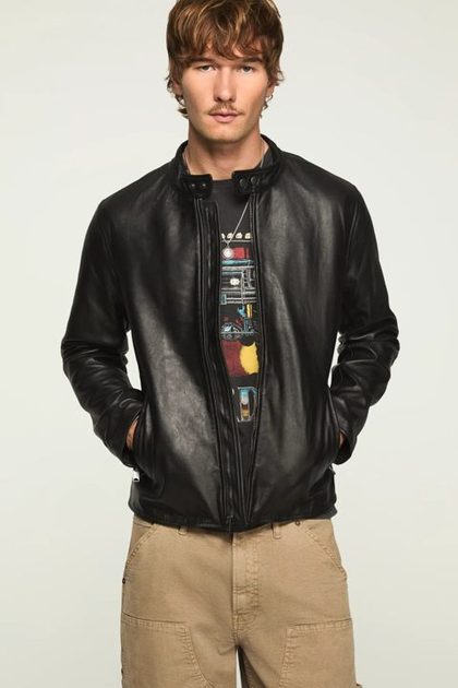 CLEAN LEATHER BONNEVILLE JACKET, #001 BLACK