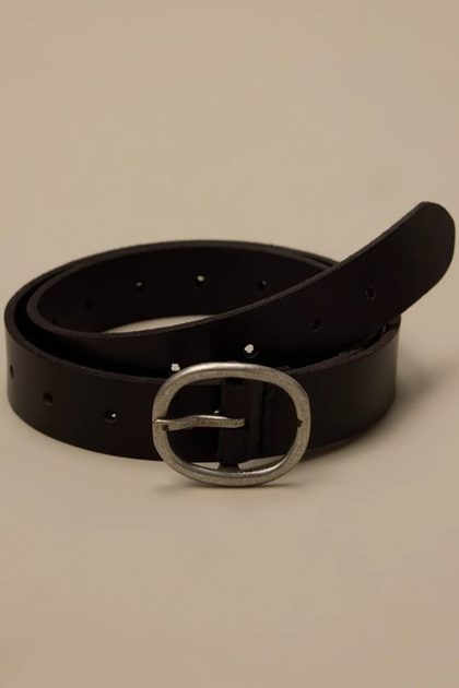 PULL THROUGH LEATHER BELT, BLACK