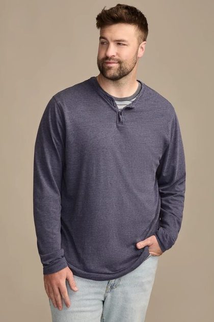 BIG & TALL VENICE BURNOUT LONG SLEEVE TEE, Inkling