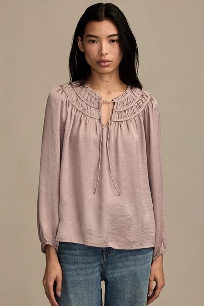RUCHED PEASANT TOP, SPHINX