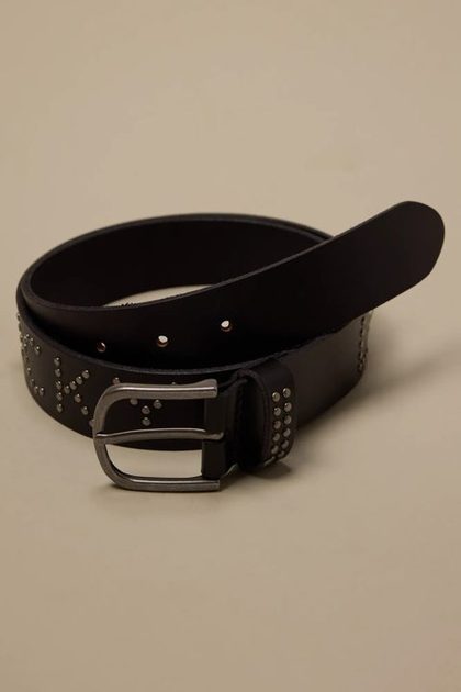 LUCKY STUDDED BELT, BLACK