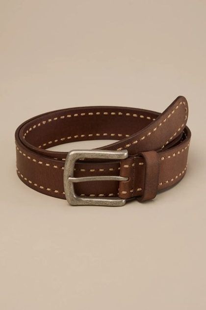 LEATHER CORD LACING BELT, DARK BROWN