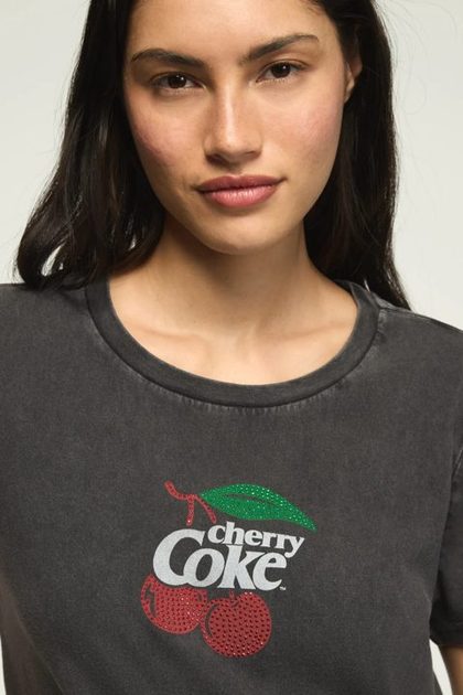 EMBELLISHED CHERRY COKE CLASSIC CREW, CAVIAR