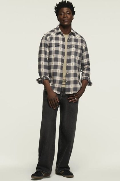PLAID MESA WESTERN SHIRT, Grey Plaid