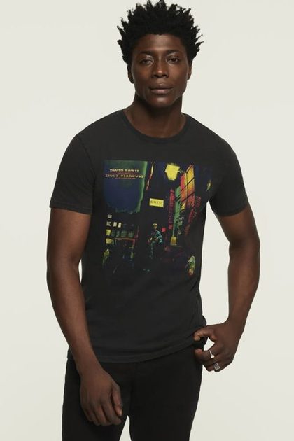 DAVID BOWIE ZIGGY STARDUST TEE, JET BLACK