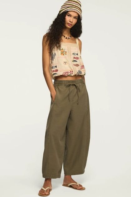 DRAWSTRING BALLOON PANT, DUSTY OLIVE