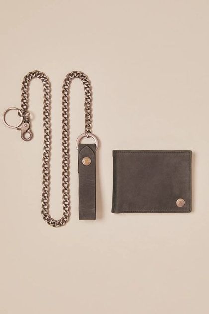 WALLET AND KEY CHAIN GIFT SET, BLACK