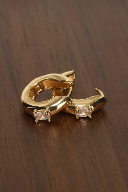 STONE MINI HOOPS, GOLD