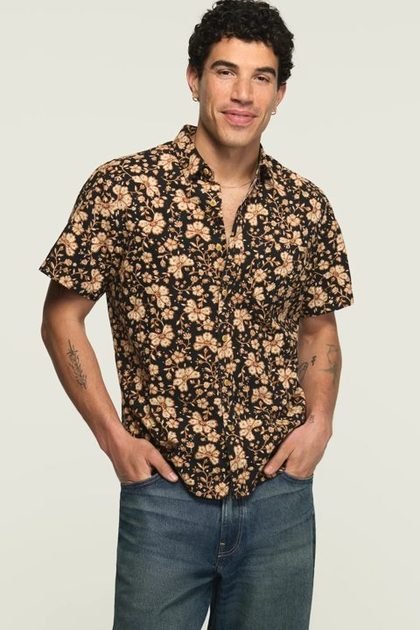SHORT SLEEVE SAN GABRIEL PRINTED SHIRT, BLACK PRINT