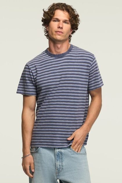 WEEKEND JERSEY RELAXED CREW NECK TEE, BLUE MULTI