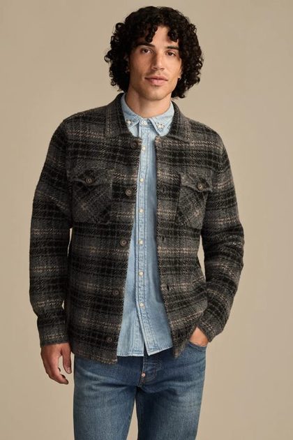 PLAID BUTTON DOWN, DARK BLACK MUTLI