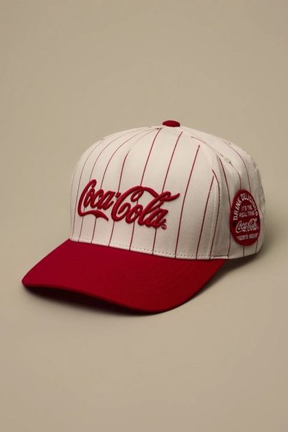 PINSTRIPE COCA COLA BASEBALL HAT, MULTI